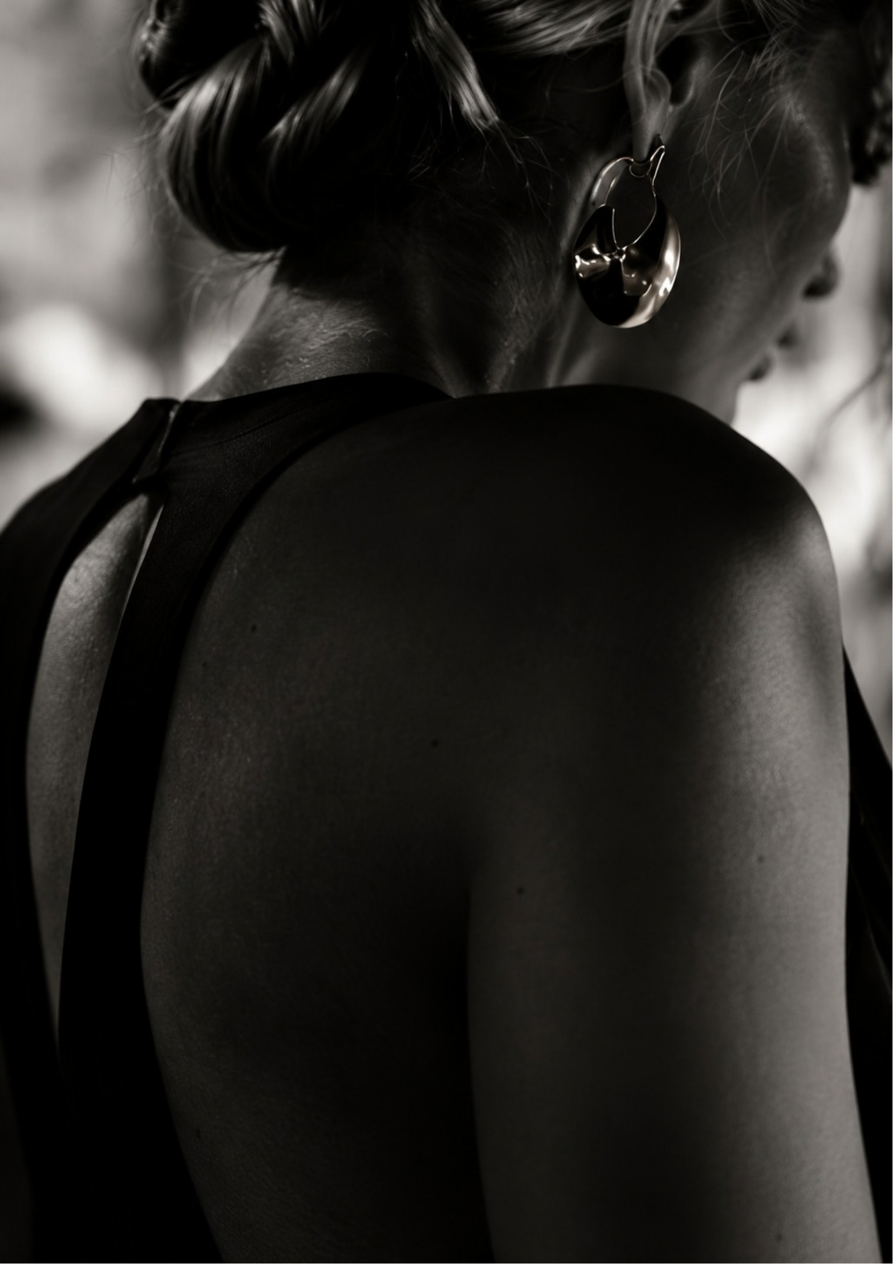 Elegant woman in black dress